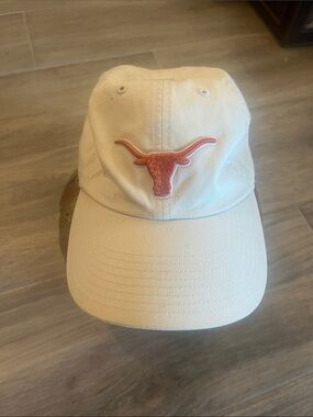 Beige Baseball Cap with Orange Longhorn Patch